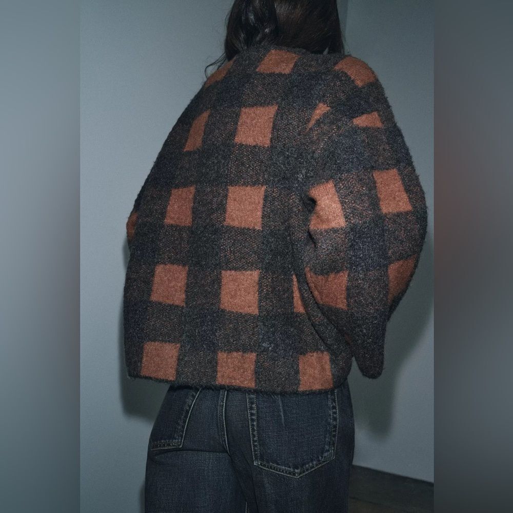 ZARA PLAID JACKET CARDIGAN - Picture 6 of 7